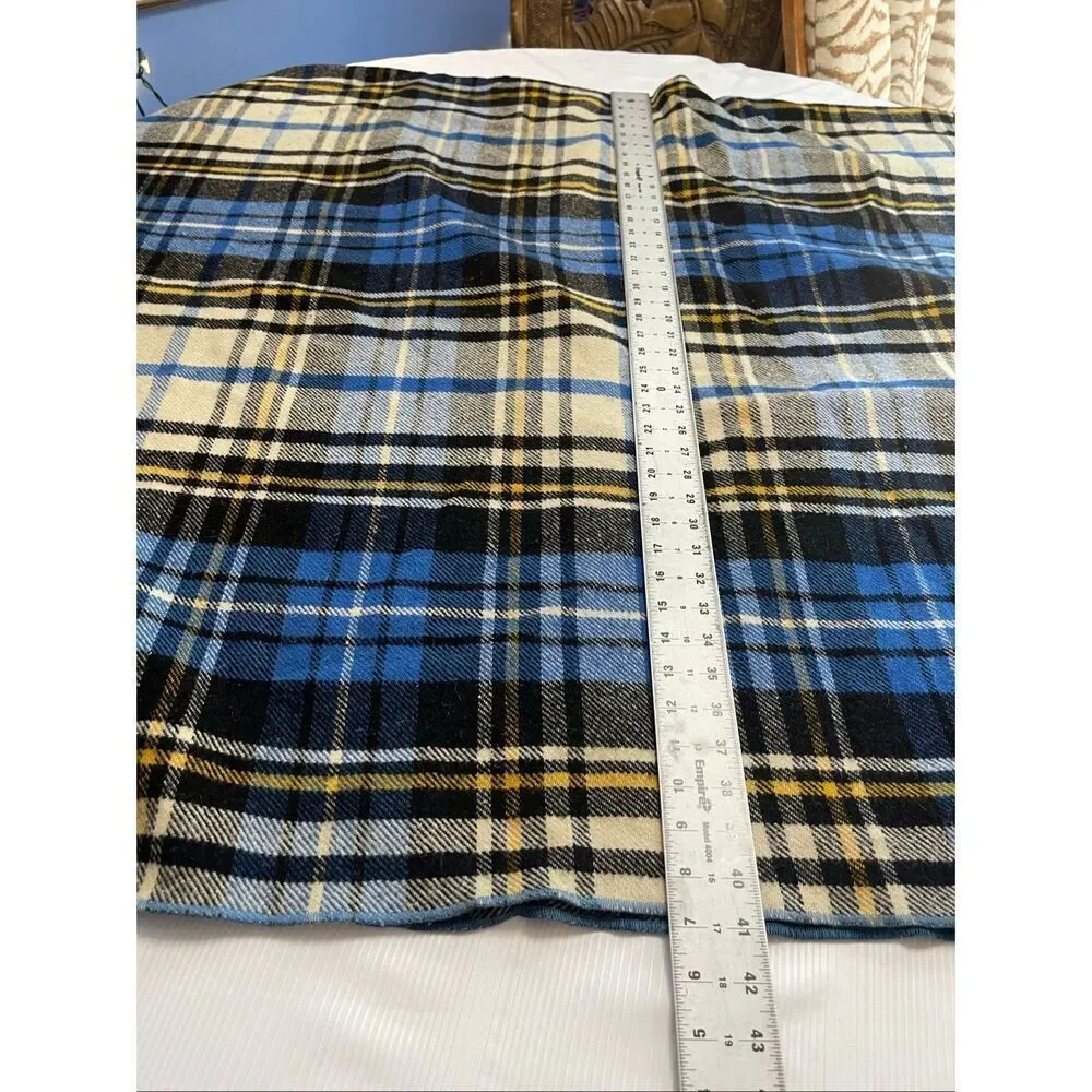 L.L. Bean Blue Plaid Wool Vintage Cabin Camp Cottage Blanket